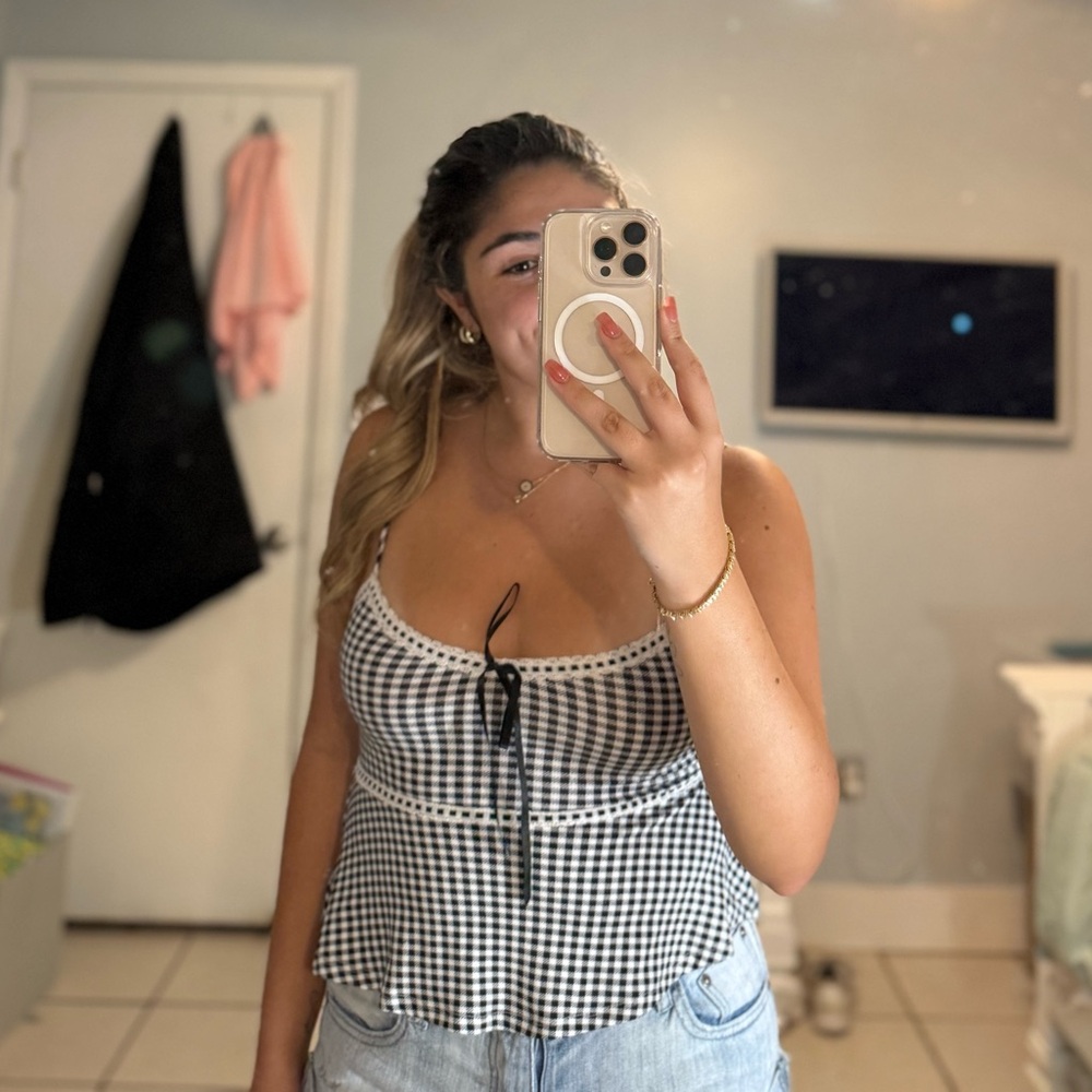 Black and White Gingham Top